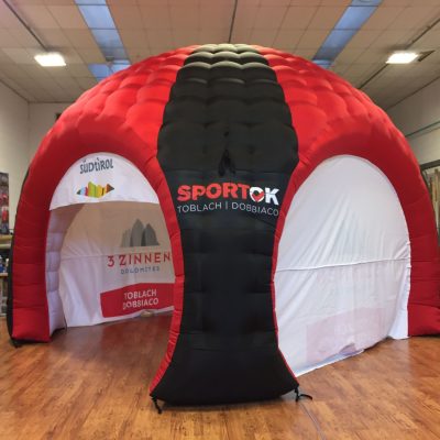 Aufblasbares Zelt 5x5 m voll personalisiert Zeltverkauf Gerryland Südtirol