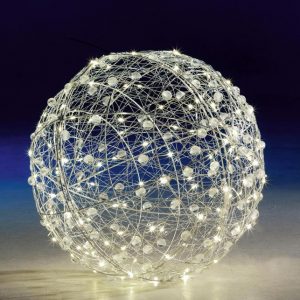Kugel LED DrahtLeuchtkugel 45cm Silber